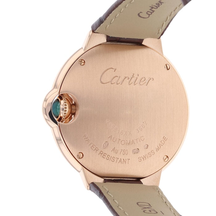 Shop Cartier Ballon Bleu De Cartier Silver Dial Brown Leather Strap Watch for Women - W6920097 in USA