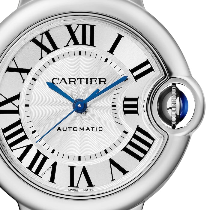 Cartier Ballon Bleu De Cartier Silver Dial Black Leather Strap Watch for Women - WSBB0030