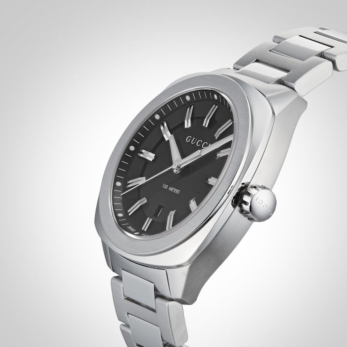 Gucci GG2570 Quartz Black Dial Silver Steel Strap Watch For Men - YA142301 Buy Now By Gucci