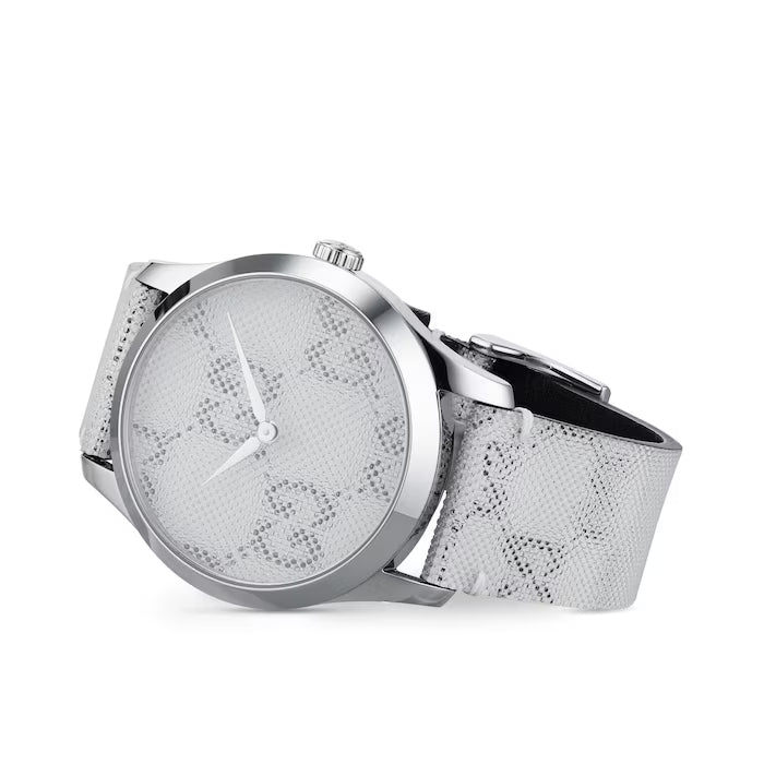 Shop Gucci G Timeless Quartz Grey Dial Grey Leather Strap Watch For Men - YA1264058 in USA