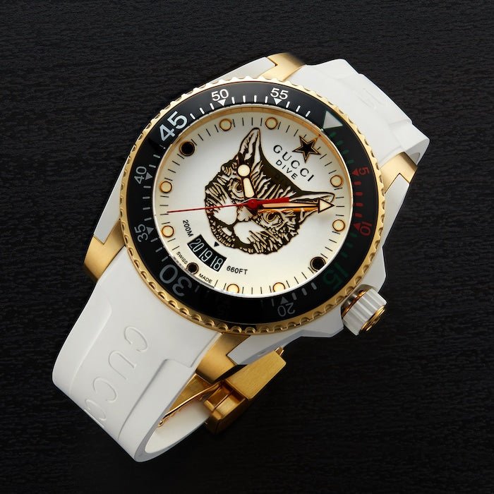 Gucci Dive Quartz White Dial White Rubber Strap Unisex Watch - YA136322 Buy Now By Gucci
