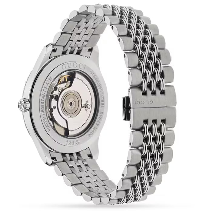 Shop Gucci G Timeless Automatic Silver Dial Silver Steel Strap Watch for Men - YA126354 in USA