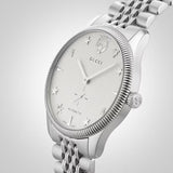 Shop Gucci G Timeless Automatic Silver Dial Silver Steel Strap Watch for Men - YA126354 in USA