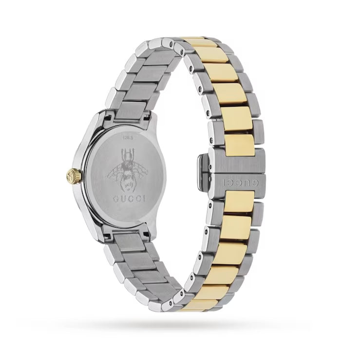Shop Gucci G Timeless Quartz Diamonds Silver Dial Two Tone Steel Strap Watch For Women - YA1265016 in USA