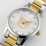 Shop Gucci G Timeless Quartz Diamonds Silver Dial Two Tone Steel Strap Watch For Women - YA1265016 in USA