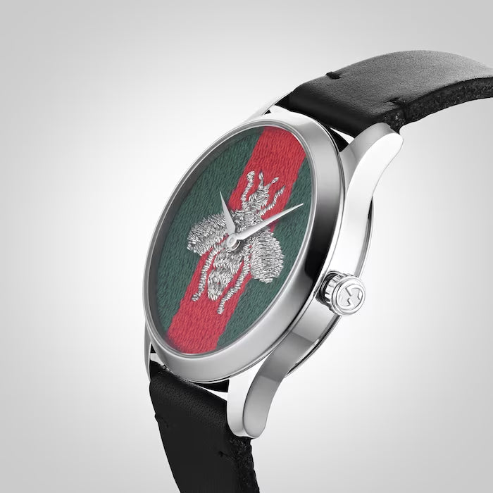 Shop Gucci G Timeless Quartz Green & Red Dial Black Leather Strap Watch For Men - YA1264149 in USA
