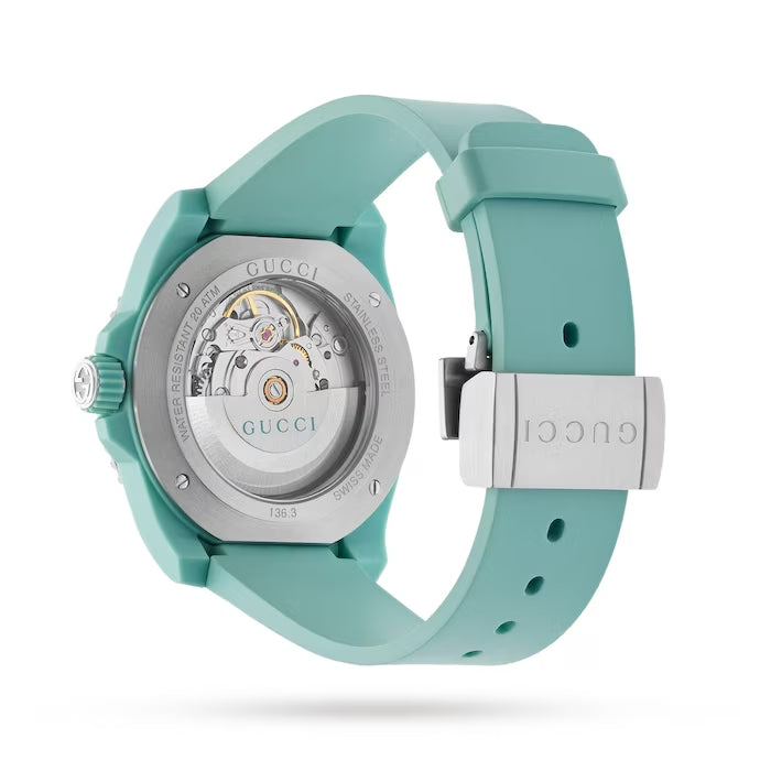 Shop Gucci Dive Automatic Green Dial Green Rubber Strap Unisex Watch - YA136344 in USA