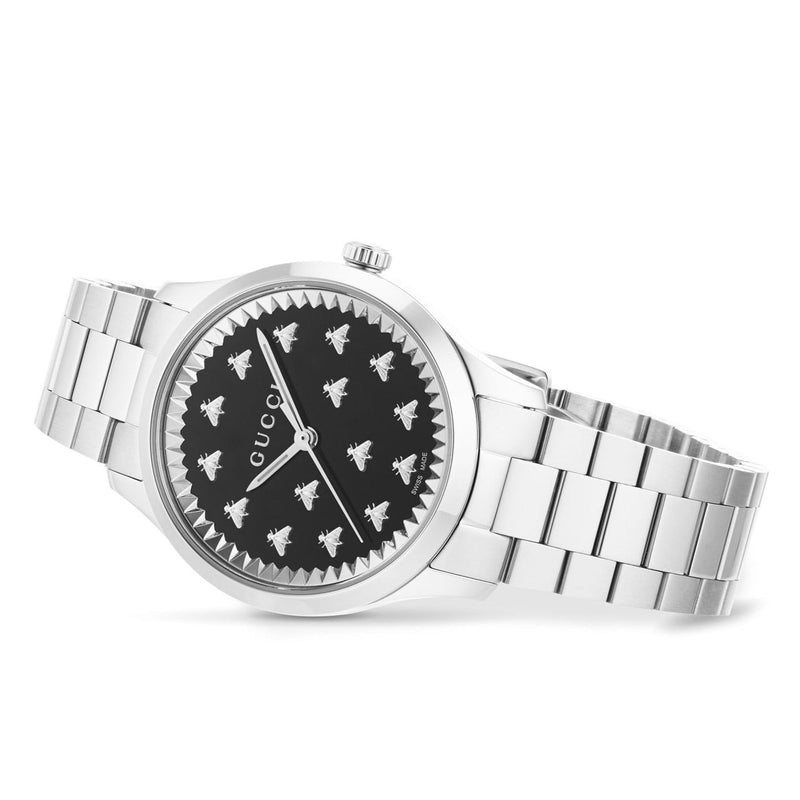 Shop Gucci G Timeless Quartz Black Dial Silver Steel Strap Watch for Women - YA1265034 in USA