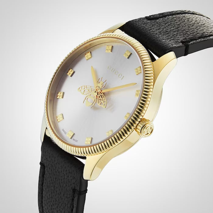 Gucci G Timeless Quartz Silver Dial Black Leather Strap Watch For Women - YA1265023 Buy Now By Gucci