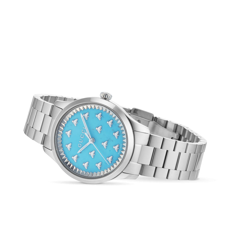 Shop Gucci G Timeless Quartz Turquoise Dial Silver Steel Strap Unisex Watch - YA1265044 in USA