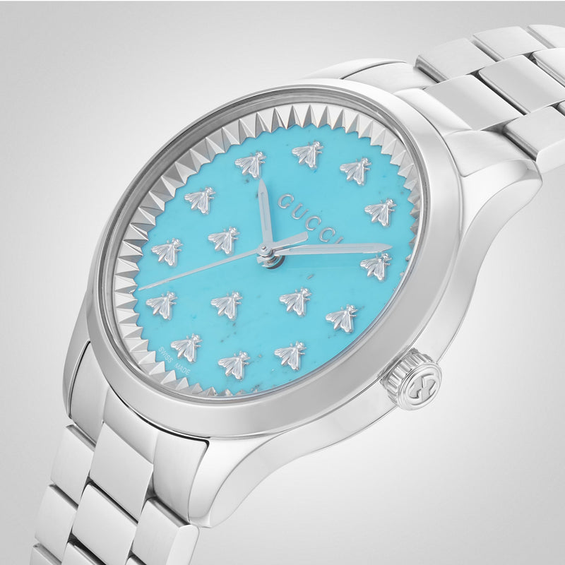 Shop Gucci G Timeless Quartz Turquoise Dial Silver Steel Strap Unisex Watch - YA1265044 in USA