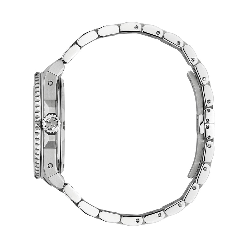 Gucci Dive Automatic 18K Gold Silver Dial Silver Steel Strap Watch for Men - YA136357 Buy Now By Gucci