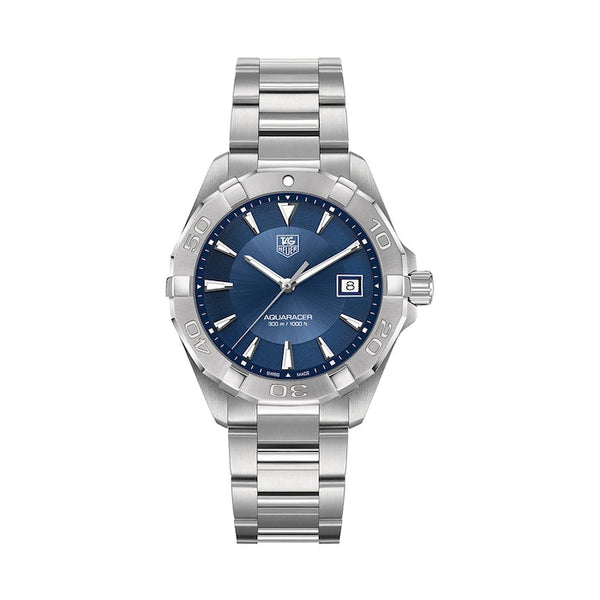 Shop Tag Heuer Aquaracer Quartz Blue Dial Silver Steel Strap Watch for Men - WAY1112.BA0928 in USA