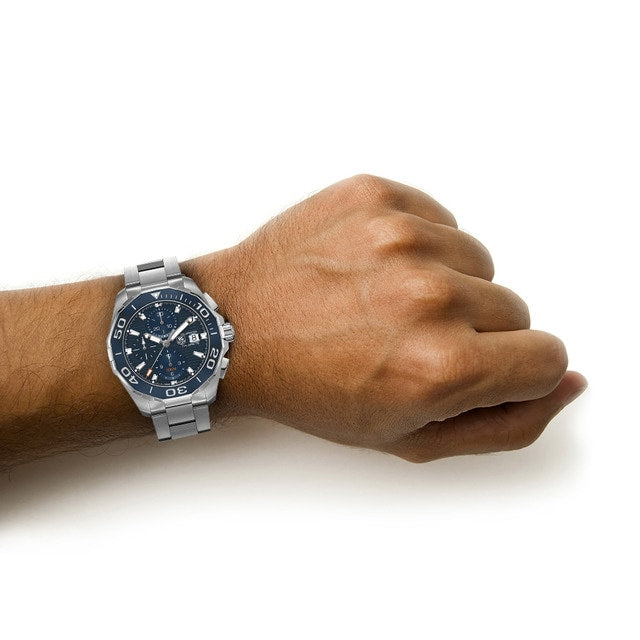 Shop Tag Heuer Aquaracer Calibre 16 43mm Blue Dial Silver Steel Strap Watch for Men - CAY211B.BA0927 in USA