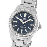 Shop Tag Heuer Aquaracer Quartz Diamonds Black Dial Silver Steel Strap Watch for Women - WAY131P.BA0748 in USA