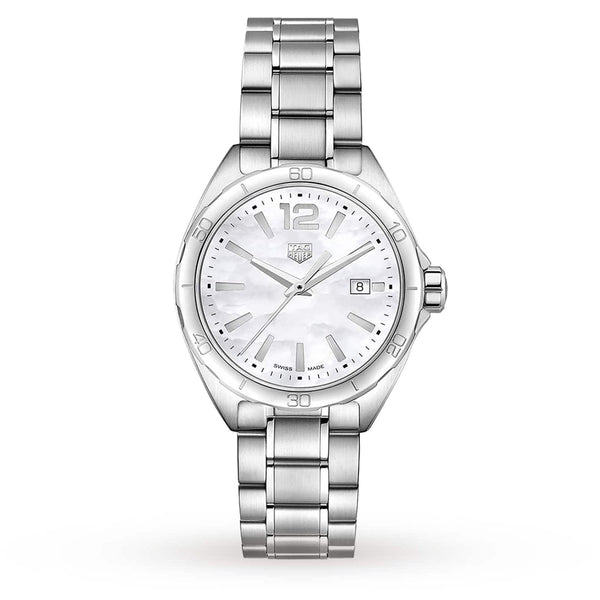Shop Tag Heuer Formula 1 Quartz Mother of Pearl White Dial Silver Steel Strap Watch for Women - WBJ1418.BA0664 in USA