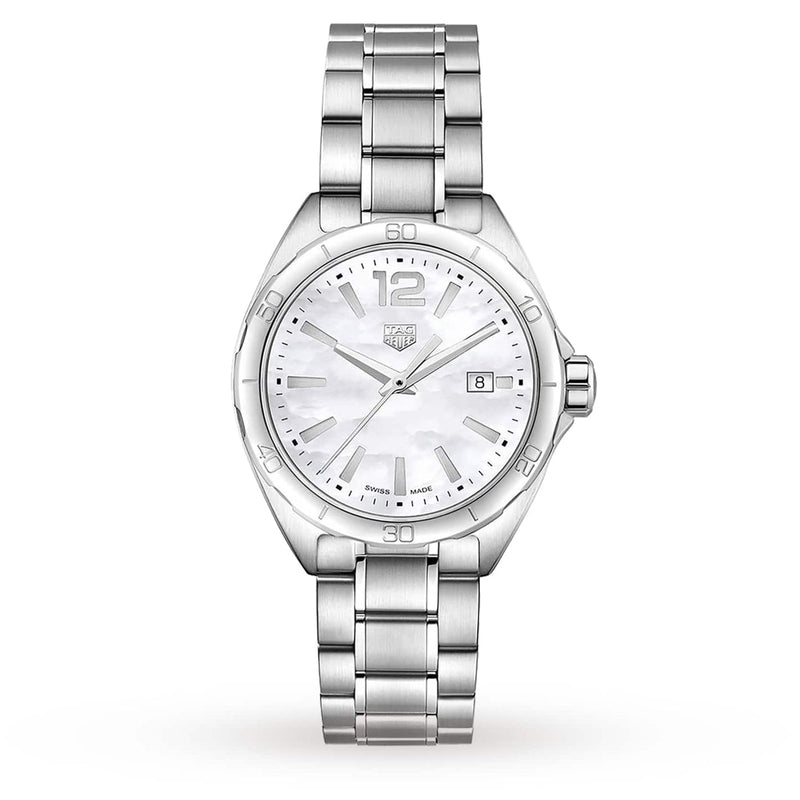 Shop Tag Heuer Formula 1 Quartz Mother of Pearl White Dial Silver Steel Strap Watch for Women - WBJ1418.BA0664 in USA