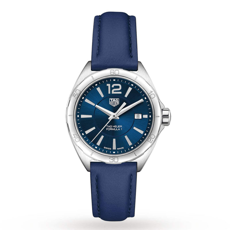 Shop Tag Heuer Formula 1 Quartz Blue Dial Blue Leather Strap Watch for Women - WBJ1412.FC8233 in USA