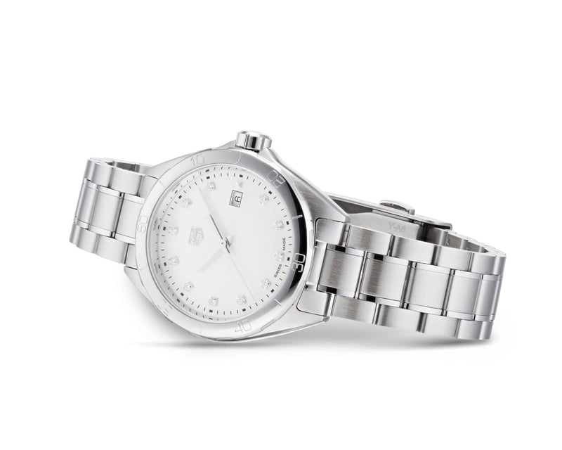 Shop Tag Heuer Formula 1 Diamonds Mother Of Pearl White Dial Silver Steel Strap Watch for Women - WBJ1419.BA0664 in USA