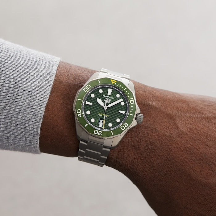 Tag Heuer Aquaracer Professional 300 Automatic Green Dial Silver Steel Strap Watch for Men - WBP208B.BF0631 Buy Now By Tag Heuer