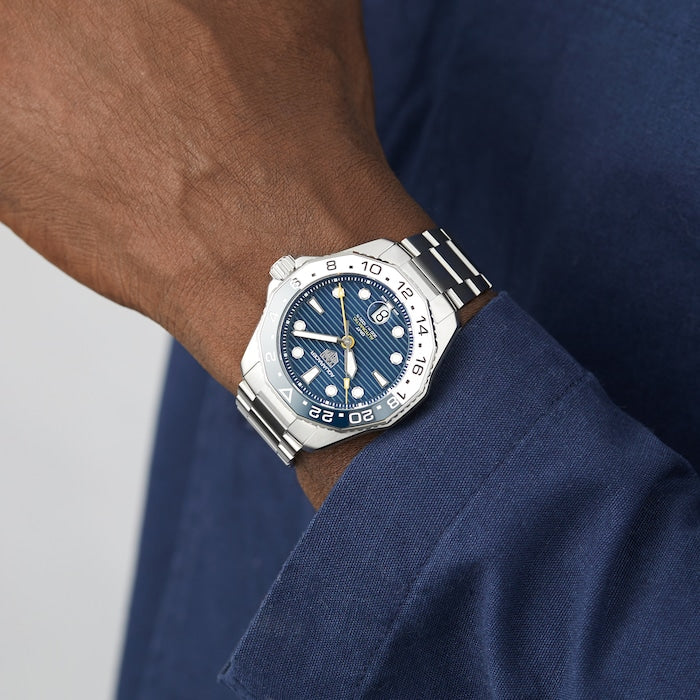 Tag Heuer Aquaracer Professional 300 GMT Automatic Blue Dial Silver Steel Strap Watch for Men - WBP2010.BA0632 Buy Now By Tag Heuer