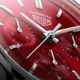 Tag Heuer Carrera Automatic Chronograph Red Dial Black Leather Strap Watch for Men - CBK221G.FC6479 Buy Now By Tag Heuer