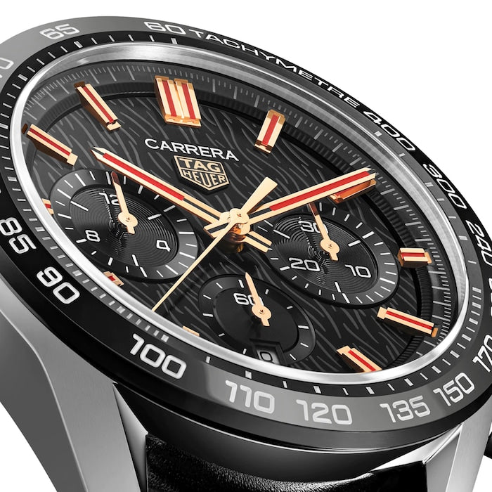 Tag Heuer Carrera Year of The Rabbit Automatic Chronograph Black Dial Black Leather Strap Watch for Men - CBN2A1L.FC6521 Buy Now By Tag Heuer