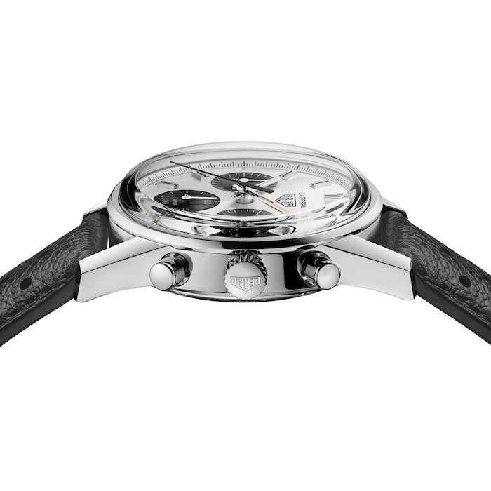 Tag Heuer Carrera Chronograph 60th Anniversary Silver Dial Black Leather Strap Watch for Men - CBK221H.FC8317 Buy Now By Tag Heuer