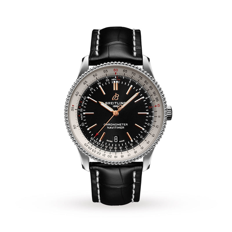 Shop Breitling Navitimer 1 Automatic 41mm Black Dial Black Leather Strap Mens Watch - A17326211B1P1 in USA