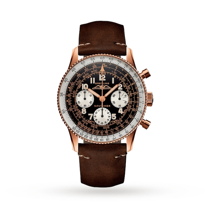Breitling Navitimer 1959 Edition Black Dial Brown Leather Strap Watch for Men - RB0910371B1X1