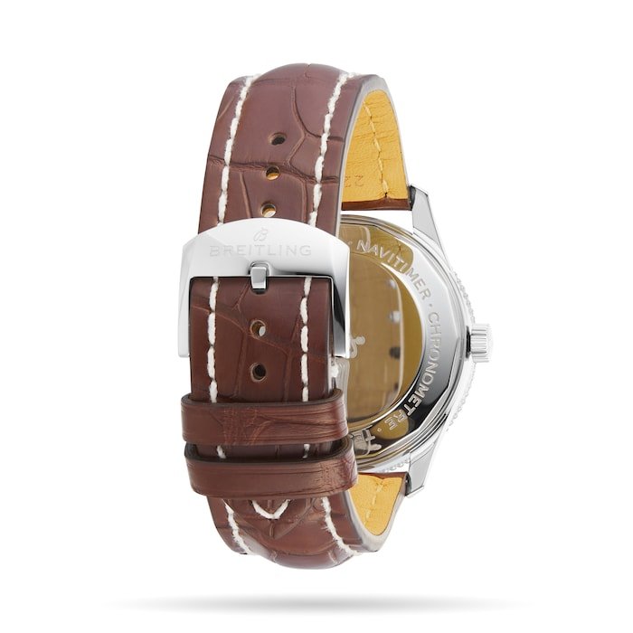 Shop Breitling Navitimer 1 Automatic 41mm White Dial Brown Leather Strap Mens Watch - A17326211G1P1 in USA