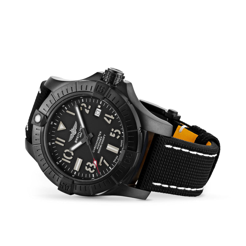 Shop Breitling Avenger Automatic 45 Seawolf Night Mission Black Dial Black Nylon Strap Watch for Men - V17319101B1X1 in USA