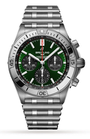 Breitling Chronomat B01 42mm Green Dial Silver Steel Strap Watch for Men - AB01343A1L1A1