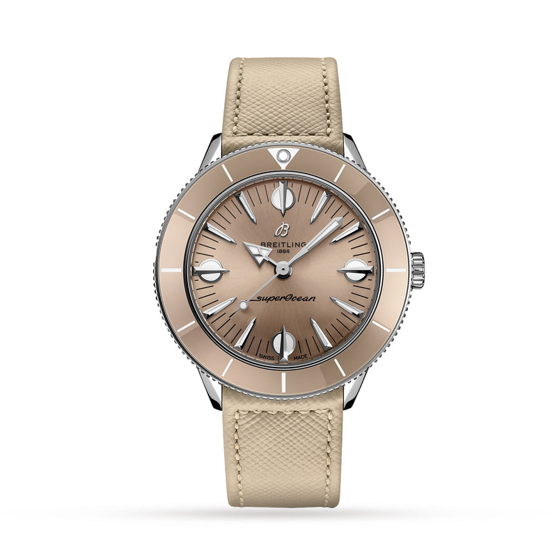 Breitling Superocean Heritage '57 Brown Dial Beige Leather Strap Watch for Women - A10340A41A1X1