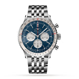 Shop Breitling Navitimer B01 Chronograph 46 Blue Dial Silver Steel Strap Watch for Men - AB0137211C1A1 in USA