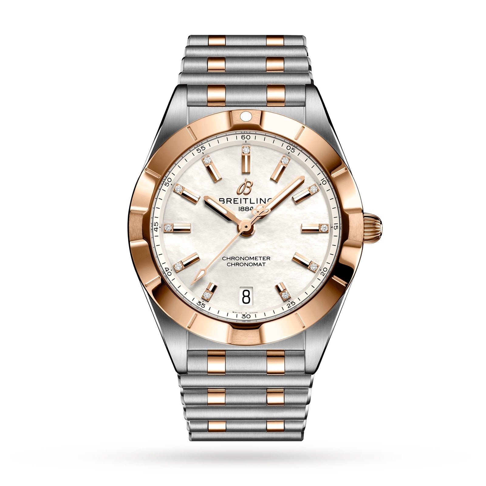 Breitling Chronomat B02 18K Red Gold White Dial Two Tone Steel Strap Watch for Men - U77310101A2U1