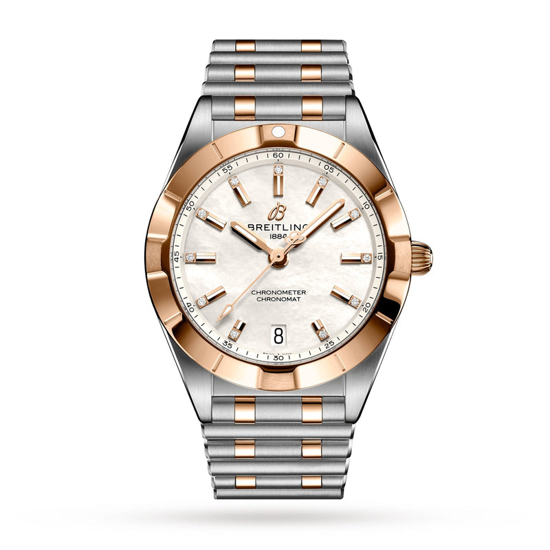Breitling Chronomat B02 18K Red Gold White Dial Two Tone Steel Strap Watch for Men - U77310101A2U1