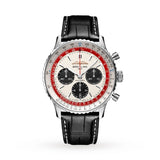 Shop Breitling Navitimer B01 Chronograph 43 Boeing 747 White Dial Black Leather Strap Watch for Men - AB01383B1G1P1 in USA