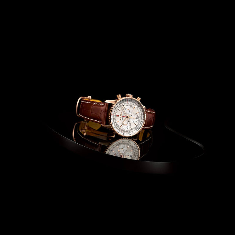 Shop Breitling Navitimer B01 Chronograph 41 White Dial Brown Leather Strap Watch for Men - RB0139211G1P1 in USA