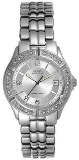 Guess Water Pro Diamonds Silver Dial Silver Steel Strap Watch For Women - G75511M Buy Now By Guess