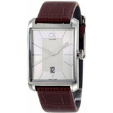 Shop Calvin Klein Window Silver Dial Brown Leather Strap Watch for Men - K2M21126 in USA