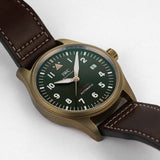 Shop IWC Pilot's Watch Automatic Spitfire Green Dial Brown Leather Strap Watch for Men - IW326802 in USA