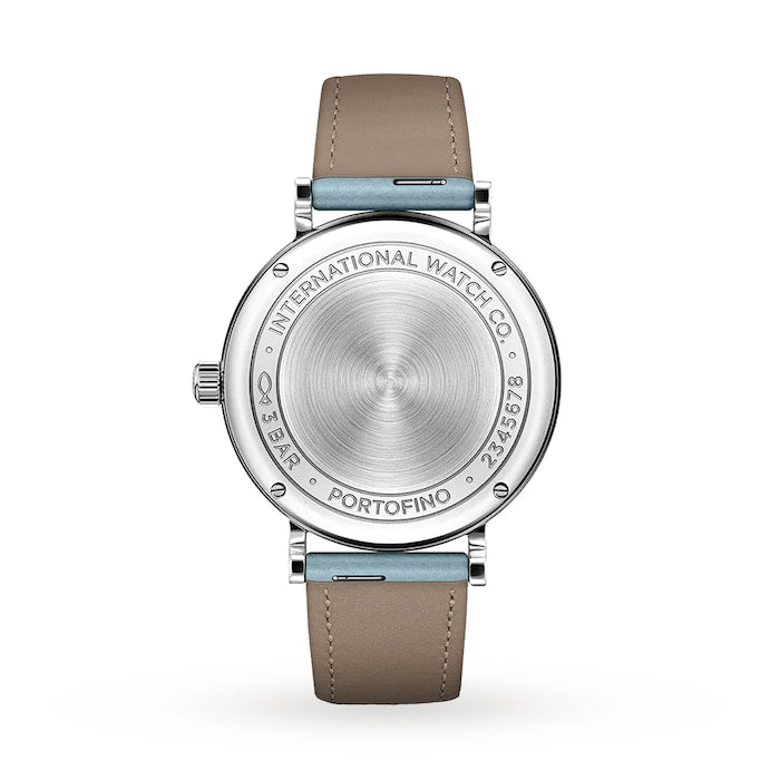 Shop IWC Portofino Automatic Blue Dial Blue Leather Strap Watch for Women - IW357416 in USA