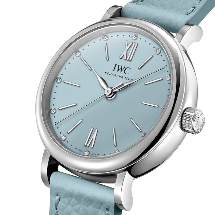 Shop IWC Portofino Automatic Blue Dial Blue Leather Strap Watch for Women - IW357416 in USA