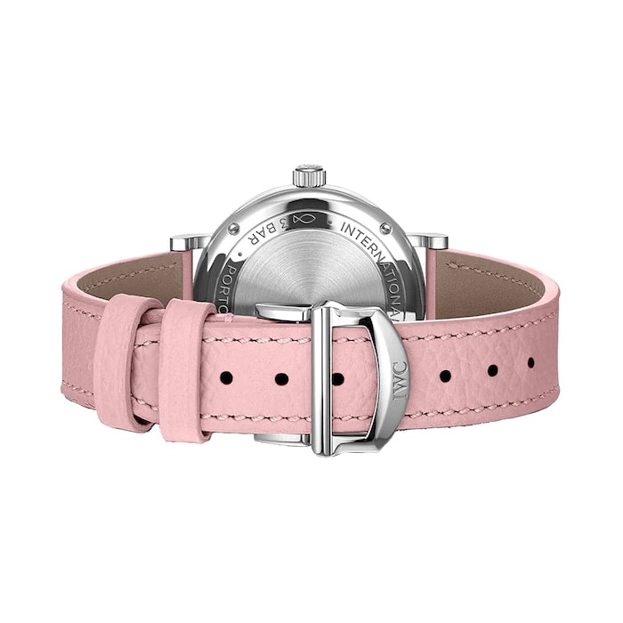 Shop IWC Portofino Automatic Pink Dial Pink Leather Strap Watch for Women - IW357417 in USA