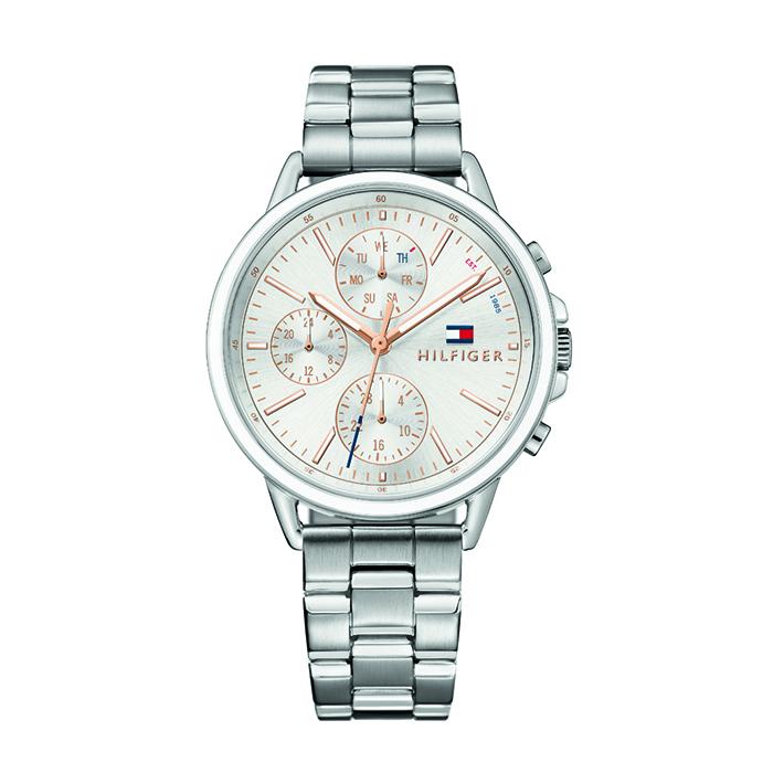 Shop Tommy Hilfiger Carly White Dial Silver Stainless Steel Strap Watch for Women - 1781787 in USA