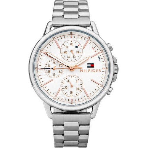 Shop Tommy Hilfiger Carly White Dial Silver Stainless Steel Strap Watch for Women - 1781787 in USA