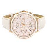 Shop Tommy Hilfiger Carly Cream Dial Cream Leather Strap Watch for Women -1781789 in USA