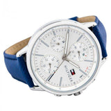 Shop Tommy Hilfiger Carly Silver Dial Blue Leather Strap Watch for Women - 1781791 in USA