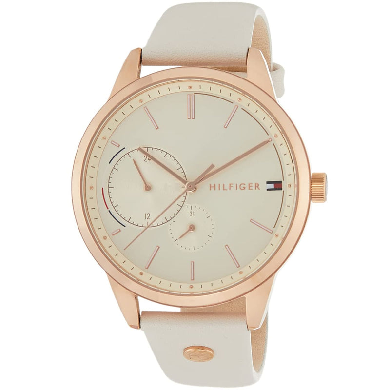 Shop Tommy Hilfiger Brooke Quartz White Dial Cream Leather Strap Watch for Women - 1782022 in USA